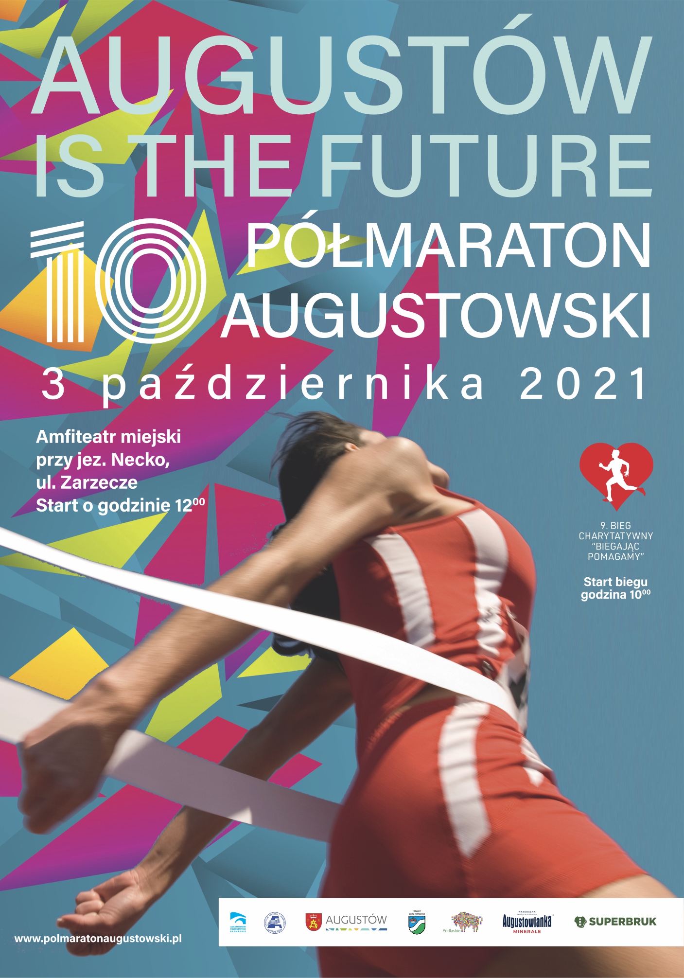 Plakat 10 Półmaratonu Augustowskiego długi